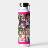 Bouteille D'eau Collage photo simple monogrammed keepsaké rose (Arrière)