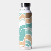 Bouteille D'eau Coloré abstrait ondulé bleu orange brun (Plage)