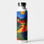 Bouteille D'eau Colorful abstract village landscape personalized  (Gauche)