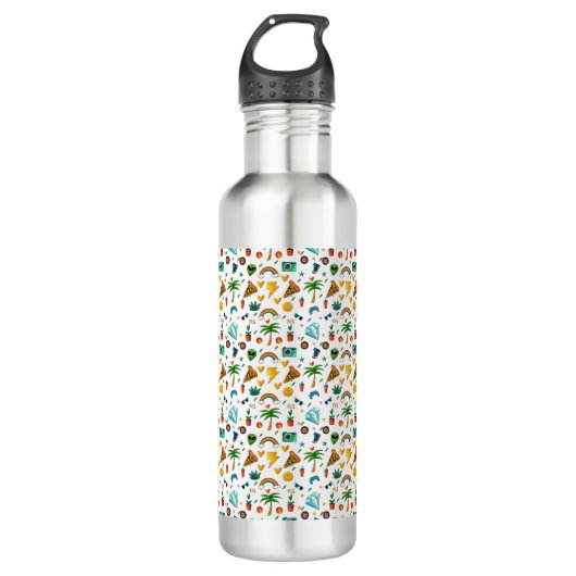 Bouteille D'eau Colorful Cool Elements Pattern – Retro Summer Vibe (Devant)