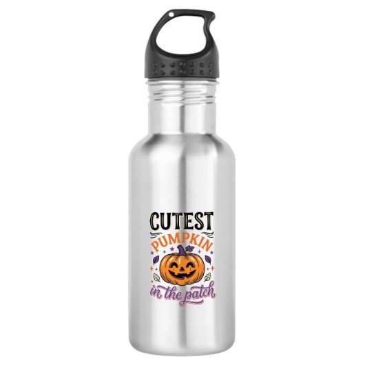 Bouteille D'eau Conception de chemise Halloween Citrouille la plus (Devant)