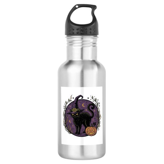 Bouteille D'eau Conception de chemise vectorielle Halloween Chat S (Devant)