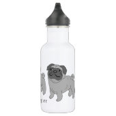 Bouteille D'eau Conception de chien de Carlin gris personnalisée (Droite)