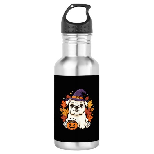 Bouteille D'eau Conception de chien de citrouille d'Halloween de B (Devant)