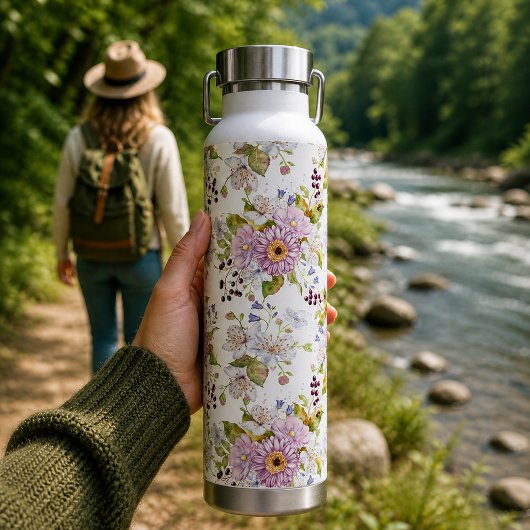 Bouteille D'eau Conception de design floral de fleurs sauvages pas