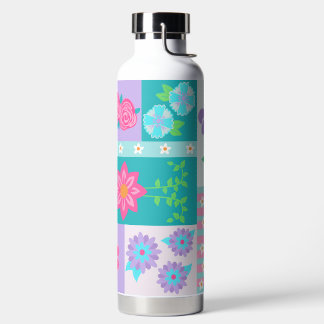 Bouteille D'eau Conception de fleurs vibrantes en fleurs
