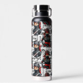 Bouteille D'eau Conception de motif de texte avec des filles ninja (Arrière)