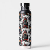Bouteille D'eau Conception de motif de texte avec des filles ninja (Gauche)