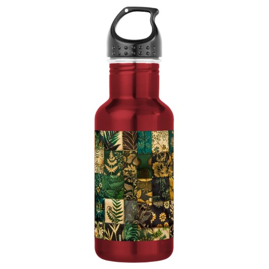 Bouteille D'eau ✨Conception de motif floral en patchwork botanique (Devant)