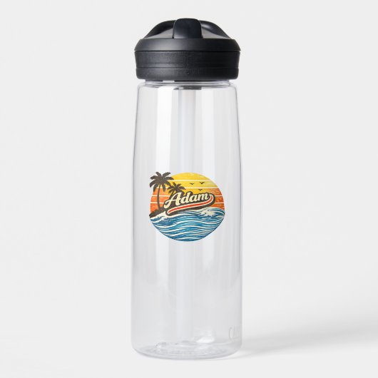 Bouteille D'eau Conception de nom Adam Retro Sunset (Avant)