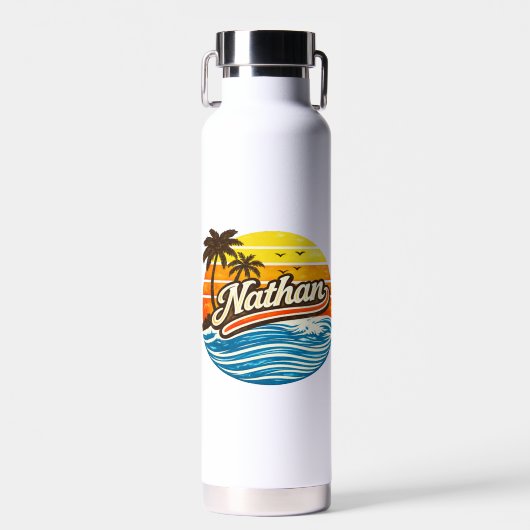 Bouteille D'eau Conception de nom Nathan Retro Sunset (Avant)