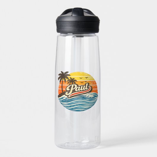Bouteille D'eau Conception de nom Paul Retro Sunset (Avant)