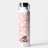 Bouteille D'eau Conception de nom personnalisé Chats mignons roses (Avant)