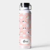 Bouteille D'eau Conception de nom personnalisé Chats mignons roses (Arrière)