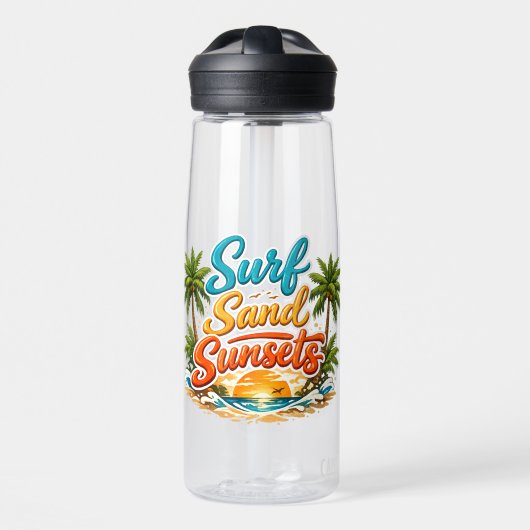 Bouteille D'eau Conception de plage tropicale Surf Sable Couchers (Avant)
