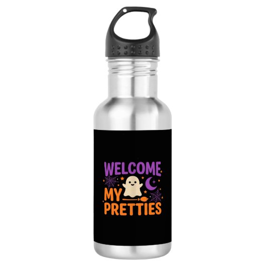 Bouteille D'eau Conception de SVG Halloween Ghost Welcome My Prett (Devant)