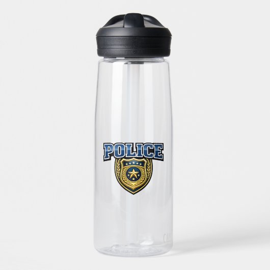 Bouteille D'eau Conception de texte gras pour badge de police (Avant)