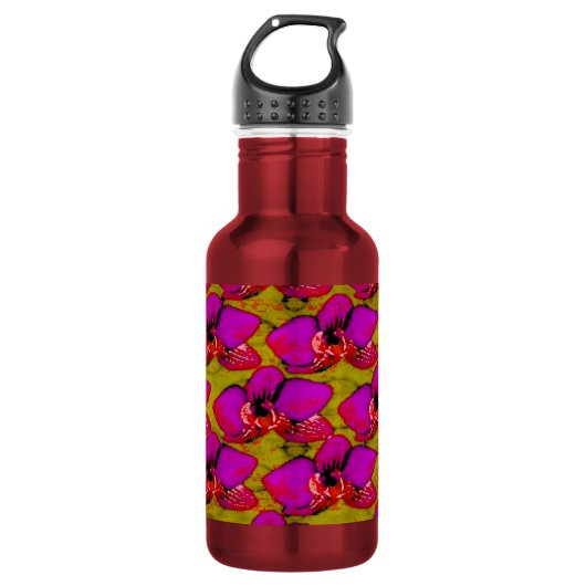 Bouteille D'eau Conception Florale Magenta Groovy (Devant)