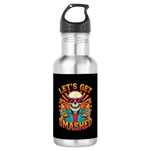 Bouteille D'eau Conception squelette de bière écrasée Halloween dr (Devant)