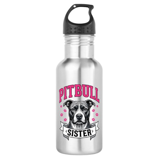 Bouteille D'eau Conception vectorielle de sœur Pitbull amateur de (Devant)