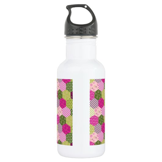 Bouteille D'eau Conception verte assez rose d'édredon de patchwork (Dos)