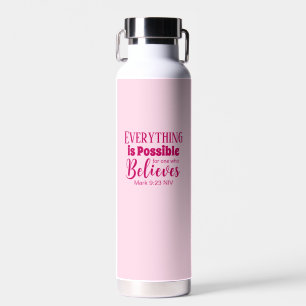 Bouteille D'eau Confession chrétienne Bible Verse Croire Pink clai