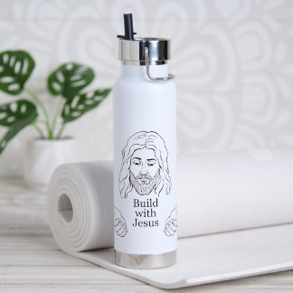 Bouteille D'eau Construire avec Jésus Dessin de foi chrétienne
