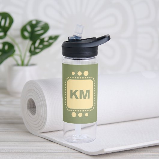 Bouteille D'eau Continuer à sourire ajouter des initiales vert jau (Yoga)
