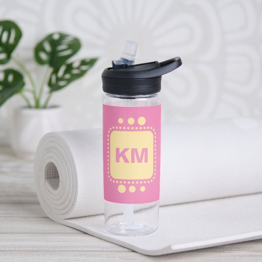 Bouteille D'eau Continuer à sourire ajouter initiales jaune rose C (Yoga)