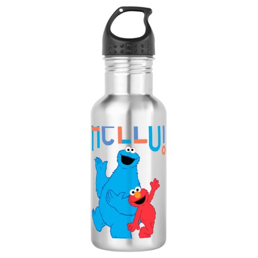 Bouteille D'eau Cookie Monster & Elmo Bonjour ! (Devant)