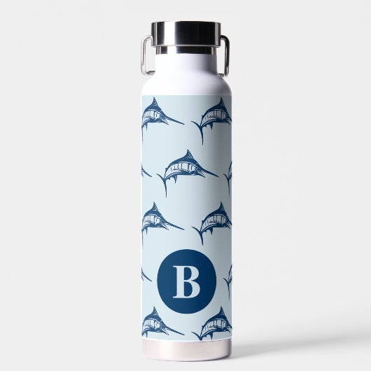 Bouteille D'eau Cool Blue Swordfish Motif Monogramme (Avant)