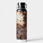 Bouteille D'eau Cool brun rouille texture métallique Votre nom (Arrière)