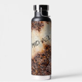 Bouteille D'eau Cool brun rouille texture métallique Votre nom (Gauche)