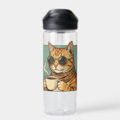 Bouteille D'eau Cool Cat Coffee Retro Style Design for Cat Lovers (Arrière)