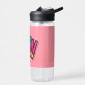 Bouteille D'eau Cool élégant "Fun" Rainbow Bold Script Pink Sport (Gauche)
