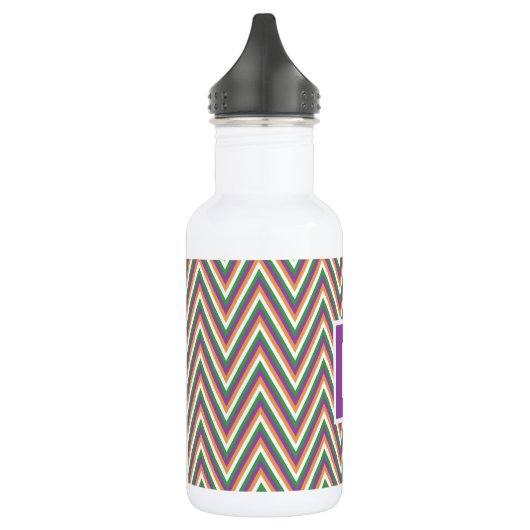 Bouteille D'eau Cool Motif Retro Chevron Monogram (Gauche)