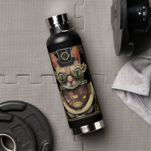 Bouteille D'eau Cool Steampunk Orange Tabby Chat avec nom