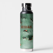 Bouteille D'eau Cool turquoise brun rouille Votre nom (Gauche)