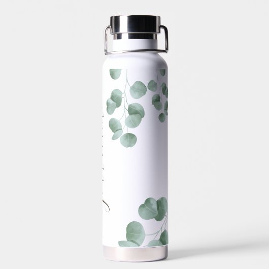 Bouteille D'eau Cool Vert Élégante Calligraphie Nom personnalisé (Arrière)