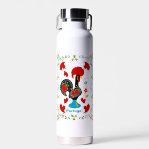 Bouteille D'eau Coq traditionnel du Portugal en noir