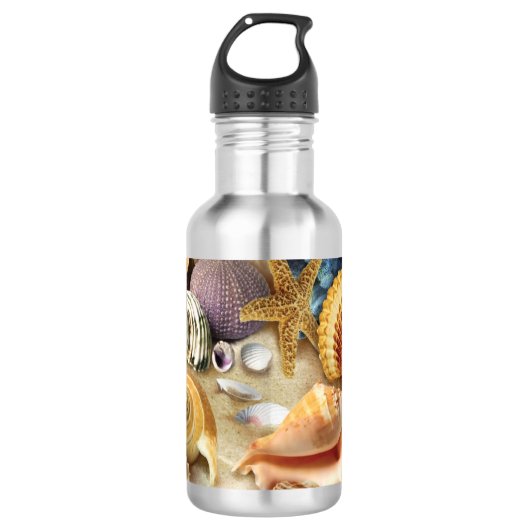 Bouteille D'eau Coques de mer sur la plage (Devant)