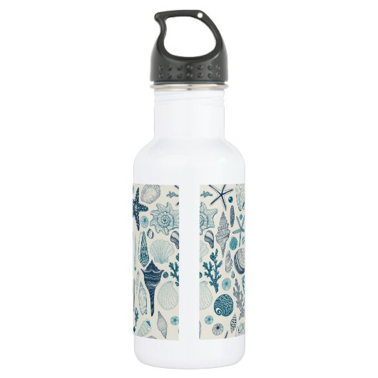Bouteille D'eau Coques de mer sur le blanc (Dos)