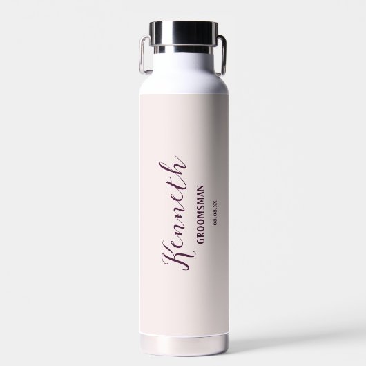 Bouteille D'eau Coquillage et prune Moderne Monogramme Bachelor (Avant)