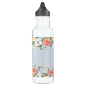 Bouteille D'eau Coral Floral Dusty Blue Personnalisé (Droite)