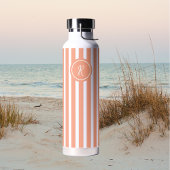 Bouteille D'eau Coral French Beach Stripe Monogramme personnalisé