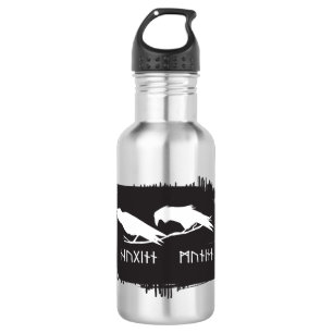 Bouteille D'eau Corbeau raven d'Odin Mythologie Viking runes runiq