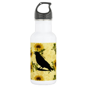 Bouteille D'eau Corbeau sur tournesols