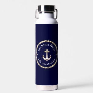 Bouteille D'eau Corde d'Ancre marine bleu blanc Nom