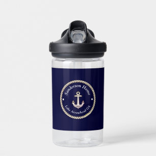 Bouteille D'eau Corde d'Ancre marine bleu blanc Nom