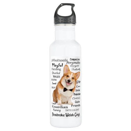 Bouteille D'eau Corgi Traits (Devant)